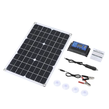Комплект Слънчеви панели 20 W 20 В с Контролер За зареждане на батерията 18 За Дома на Колела, Семеен Къмпинг, Слънчева енергия, електрическото оборудване
