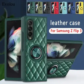 устойчив на удари магнитен безименен пръст щанд твърд PC Калъф За мобилен Телефон Samsung Z Пъти по 3-5 Грама на кожата мек ръб на задния капак За Galaxy Z Flip3