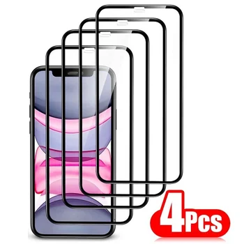 4 Бр. Защитно Стъкло с пълно покритие За iPhone 13 12 11 Pro Max Защитно фолио За екран За iPhone 6 7 8 Plus X XR Xs Max 13 Mini Glass