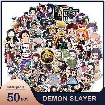 50 бр. Аниме Demon Slayer Kimetsu No Yaiba Плакат, Стикер е от Водоустойчив PVC Скейтборд Багажа Мотоциклет Китара Детски Стикер За Стена