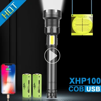 XHP100 на Най-Мощните led фенерче Фенерчето Xhp90 Тактически Фенер 18650 Usb Акумулаторна Светкавица Cree Xhp70.2 Фенер