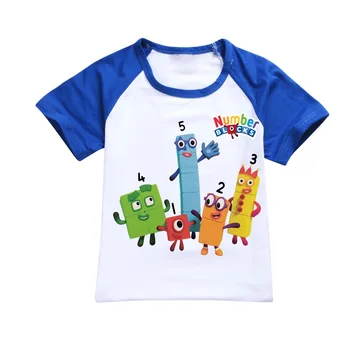 Риза с цифри, Детска Тениска с Къс Ръкав, Лятна тениска за момчета-тийнейджъри, Домашни дрехи с герои от анимационни филми, за малките момичета, Детски Модни Ежедневни Блузи