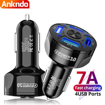 ANKNDO 4 Порта Usb Зарядно за Кола в Камион 48 Вата-Бързо Зарядно Устройство за Iphone 12 pro max 11 Samsung Многопортовый QC 3 3,0 Зареждане carregador