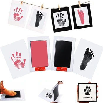 Нетоксичен Новородено Отпечатъци от Краката Отпечатък на Ръцете Тъмен Мат За Детски Подаръци, Подарък, Без Да Докосвате Кожата, Без Мастило, Отпечатък на Ръцете и Краката Печат Комплект