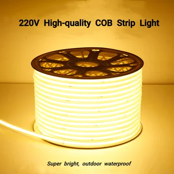 Гъвкава COB Led Лента Ac 220 v/110 от Водоустойчив Линейна Светодиодна Лента За Вътрешна Външна Кухня направи си Сам COB Осветление 5M10M15M