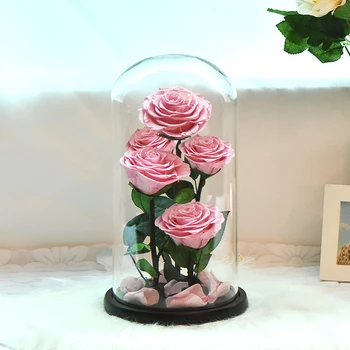 Дропшиппинг Запазената Роза Красавицата и Звяра Истински Цветя в Стъклена Купола Сватбен Подарък за Деня на Майката за Рожден Ден за Жените