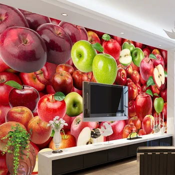3D Тапети Пресни Плодове Ябълка Фон Рисувани Стенни Кухня Ресторант най-Новият Модерен и Креативен Интериор Тапети Papel De Parede 3D