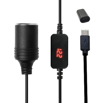 USB C PD Женски Тип C Включете към 12 В Автомобилната Изход захранващ Кабел с Дисплей с Изпитвателно Напрежение за 12 В Авто Led Лампа За Управление на GPS
