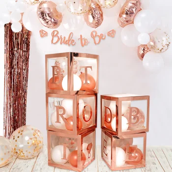 Rose Gold Писмо Baby Box Сватба на 1-ви Рожден Ден Декор Baby Shower Кутия С Балони Булката Да Бъде моминско парти моминско парти Suppiles