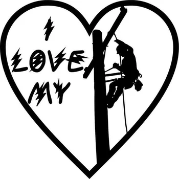 15 см * 15 cm L LOVE MY Lineman Електротехник Сърцето на Човек Модни Винилови Стикери Стикери Черен/Сребрист