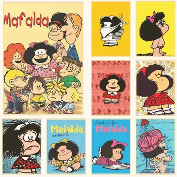 Горещ ПЛАКАТ Mafalda Ретро Постер Домашен Бар, Кафене и Художествена Стикер На Стената Колекция от Картини на Тапети Декорации