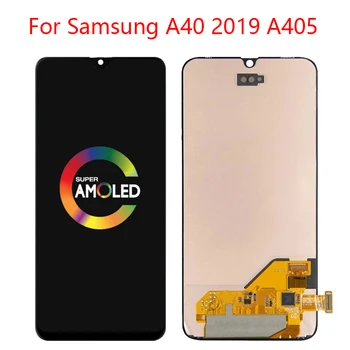 AMOLED На Samsung A40 LCD дисплей A405 LCD дисплей, сензорен Екран на Таблета Събрание с рамка a40 екран подмяна, ремонт, резервни части