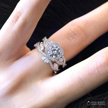 2 елемента модерен колан с Бял диамантен пръстен 2,27 Карата, усукана Обручальный Сватбен годежен пръстен за булката, размер 6-10