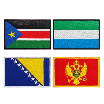 Бродирана Нашивка с Флага на Южен Судан, черна гора, Босна и херцеговина, Сиера Леоне, Тактическа Емблемата на Раницата, Шапки, Иконата с една Кука и Линия