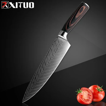 XITUO 8 Инча Японски Нож на Главния готвач От Неръждаема Стомана Шлайфане Лазерен Модел Кухненски Ножове Остър Нож Кухненски Нож За Рязане на Месо