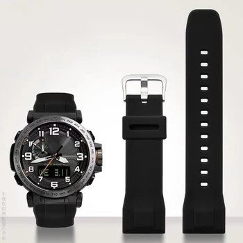 За casio PRG-650 PRW-6600Y-1A9 PRG600/610 Силикон каишка за часовник водоустойчив замени гума 24 мм Черен син лента за аксесоари часа