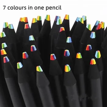 7 Цвята Японски Модел Молив Флуоресцентно Rainbow Цветен Молив, Маркери За Рисуване Писалка За Рисуване На Комикси Молив Подаръци На Учениците