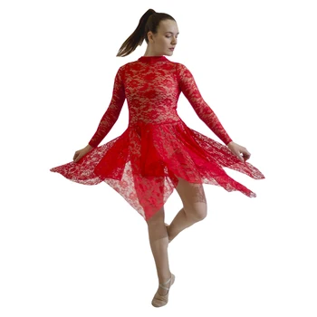 Дами Момичета Дантела Лиричен Танц костюм 15 цвята Изпълнения Етап Костюми Танцови облекла (Само дантелено рокля)
