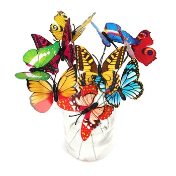 50 бр./компл. Цветна Многоразмерная 3D Тънка Пръчка Изкуствена Имитация на Пеперуди с Дръжка-25 см Многоцветен Творчески Тревата Градински Интериор