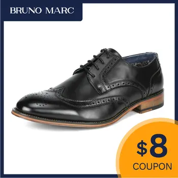 Bruno Marc/ мъжки обувки-oxfords с кожена подплата, обувки в стил дерби, Модерно класически кожен бизнес рокля, вечерни обувки дантела с остри пръсти