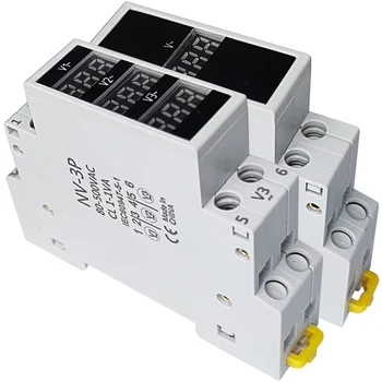 Измерване на напрежение на Din-шина ac 80-500 В Трифазни Монофазни Модулен Волтметър Led LED Дигитален Дисплей Детектор NV-1P NV-3P