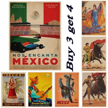 Ретро пътен Плакат и Щампи от крафт-хартия, Боядисване, Монтиране на Мексиканското Изкуство, Декоративни плакати, Украса За Дома, Хол, Нов стил