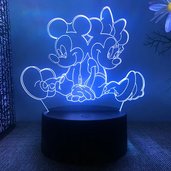 Аниме Мики Маус Лампа Фигурки на Мики Маус, Мини маус 3D Led лека нощ Промяна на Цвета Фигурка Модел Детска Играчка Подарък За Рожден Ден