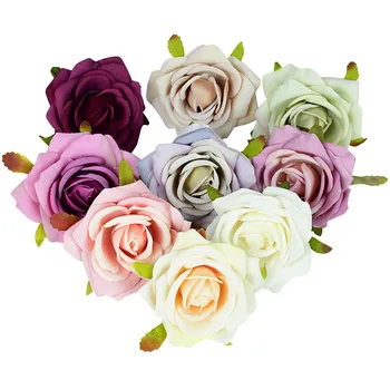 5шт 7 см Коприна Корона Рози от Изкуствени Цветя-Големи Рози за Сватбена Украса на Дома Градински Декор на Цветя Сватба Сватбени Аксесоари