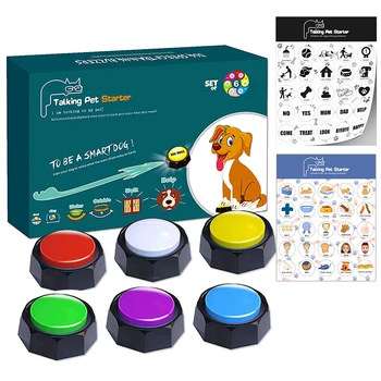 RIBOSY Комплект от 6 на запис бутони, бутони за кучета - Напишете и преписва собствено съобщение, за да научи кучето си да се произнасят ли това, което те искат
