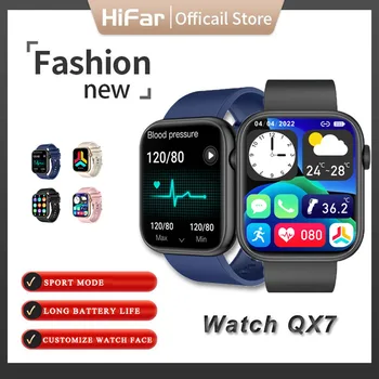 QX7 Нови Умен Часовник 1,85 Инча С Голям Екран, Bluetooth Предизвикателство температурен Сензор на Сърдечната Честота Мониторинг на Насищане на Кръвта с Кислород Voic