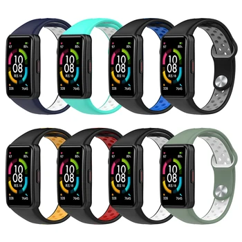 Каишка за часовник Huawei Honor Band 6, Мек два цвята Смарт Гривна от TPU, Разменени Гривна за Каишка, Синьо, Бяло, Черно, Сиво