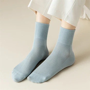 2022 Дамски Чорапи за екипажа, Нови Памучни Дишащи Обикновена Ежедневни Пролетно-летните Модни Мрежести Дамски Чорапи, Пъстри Модни Прости