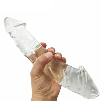 Нов огромен двоен стъклен вибратор вибратор с кристали анален дълъг вибратор анален накрайник на G-точката жените играчка за мастурбация женски мъжки гей секс продукти