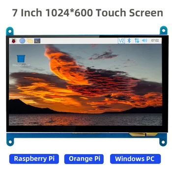 7-инчов Сензорен Екран, 1024x600 HDMI-съвместим LCD дисплей Допълнителен Акрилен Титуляр за допълнителен екран Raspberry Pi Orange Pi PC