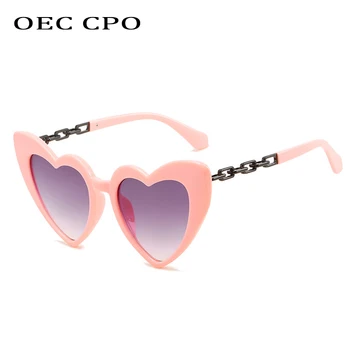 OEC CPO Слънчеви Очила във Формата На Сърце, Дамски Индивидуална Верига, Украшающая Слънчеви Очила, Дамски Маркови Дизайнерски Дамски Очила с UV400