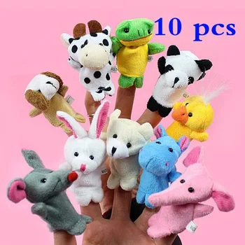 10 бр/пакет, меки сладки пальчиковые мультяшные плюшени играчки с животни, пальчиковые кукли, меки играчки, малки детски кукли, подарък