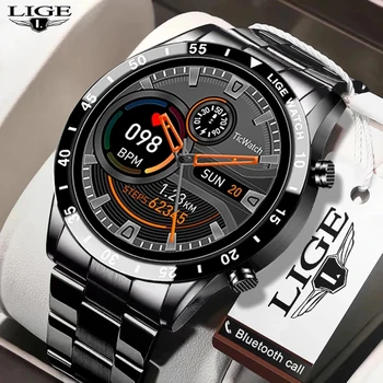LIGE Нови Мъжки Смарт часовници Сърдечен ритъм, Кръвно налягане, IP68 водоустойчив спортни Фитнес-Луксозни часовници Смарт часовници за мъже за iOS и Android