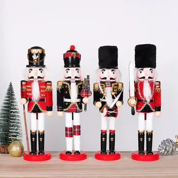 30 см Кукла Лешникотрошачката Фигурка на Войник Традиционна Ръчна Работа Покрити с Борови Дървена Кукла, Украса за Коледна Украса Подаръци