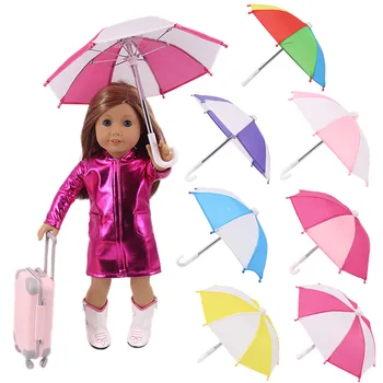 Куклен два цвята чадър Чадър за 18-инчови американски кукли и 43-инчов американски кукли, най-Добрия празничен подарък за деца