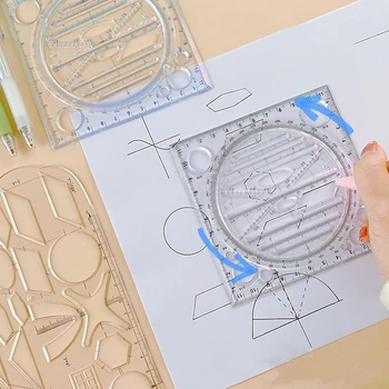 Ъглов Геометричен Шаблон За Изготвяне На Circle Maker Линийка За Чертане Многофункционални Учебни Пособия Kawaii Ruler