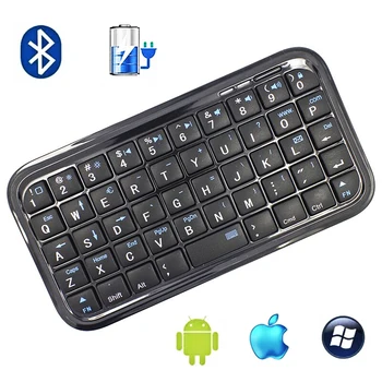 Мини Акумулаторна Безжична Bluetooth-съвместима Клавиатура за iphone 6 6s plus ipad, samsung galaxy note 5 Android Windows tablet