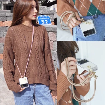 Корейски Стил е Прост Калъф За Телефон На съвсем малък За Samsung Galaxy ZFLIP3 ZFlip 5G ZFlip 4 Girl Прозрачен защитен Калъф от падане