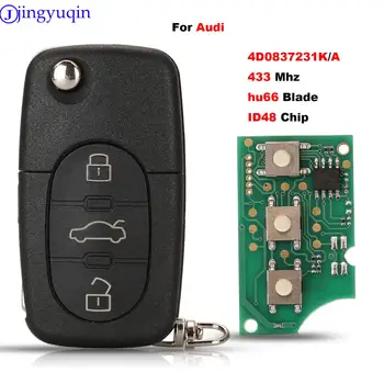jingyuqin 4D0837231A/4D0837231K 433 Mhz ID48Chip За AUDI A3 A4 A6 A8 3 Бутони на Дистанционното на ключа на автомобила C-Стар Модел