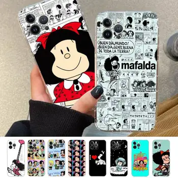 Калъф за телефон Mafalda Мек Силиконов Калъф за iPhone 14 13 12 11 Pro Mini XS MAX 8 7 6 Plus X XR XS Калъф