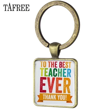 TAFREE по-добър Учител Ключодържател Реколта Квадратна форма Благодаря Подарък Учители Ключодържател Ключодържател Притежателя FQ472
