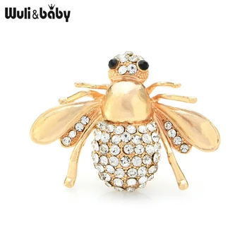 Wuli & baby Брошки във формата На Пчелите С Кристали За Жени, Унисекс, Класически 3-цветни Офис всеки ден Брошки с Насекоми, Игли, Подаръци