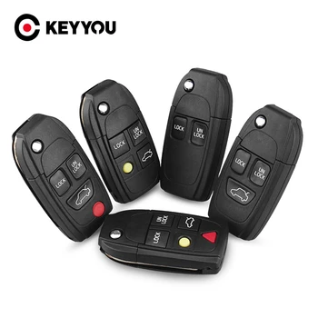 KEYYOU 2/3/4/5 Бутони за Смяна на Модифициран Автомобил Smart Remote Флип Сгъваем Ключ Калъф За Volvo XC70 XC90 V40 V50 V70, S60, S80